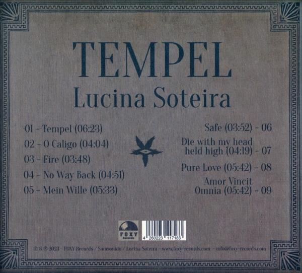Albumcover mit Text, der Songtitel und Credits vor grauem Hintergrund auflistet.