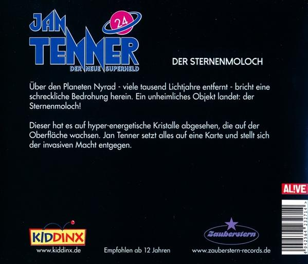 Buchcover mit Titel 'DER STERNENMOLOCH', Weltraumszene und Text auf Deutsch, mit Logo.