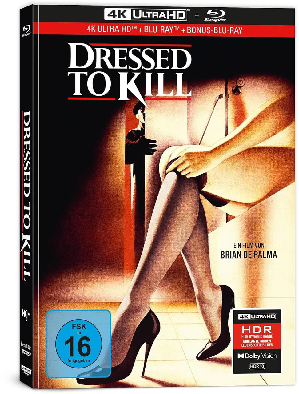 DVD-Hülle. Das Cover zeigt die Beine einer Frau in High Heels. Der Titel ist Dressed to Kill.
