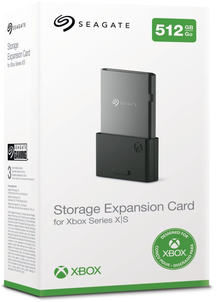 Seagate Xbox Series X|S storage expansion card in its box.