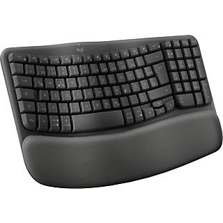 LOGITECH Wave Keys Tastatur mit Handballenauflage, Bluetooth, Kunststoffgehäuse, QWERTZ, Grafit