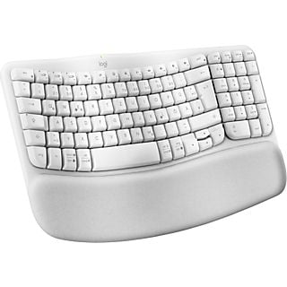 LOGITECH Wave Keys Tastatur mit Handballenauflage, Bluetooth, Kunststoffgehäuse, QWERTZ, Grauweiß