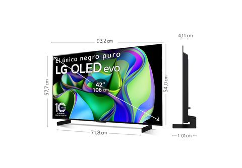 TV OLED 42  LG OLED42C35LA, OLED 4K, Inteligente α9 4K Gen6, Smart TV,  DVB-T2 (H.265), Negro