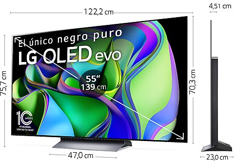 TV OLED 55  LG OLED55C35LA, OLED 4K, Inteligente α9 4K Gen6, Smart TV,  DVB-T2 (H.265), Negro