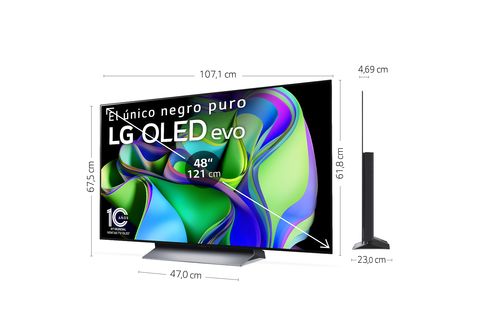 TV OLED 48  LG OLED48C35LA, OLED 4K, Inteligente α9 4K Gen6, Smart TV,  DVB-T2 (H.265), Negro