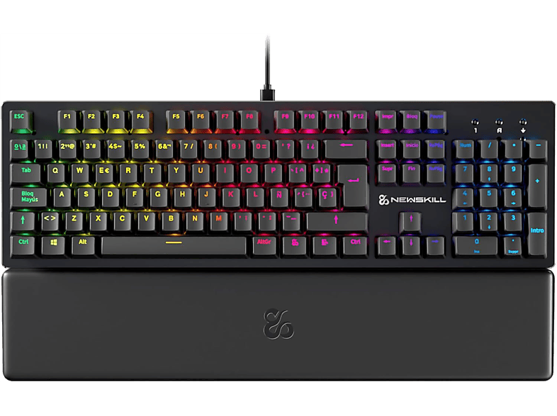 NEWSKILL Serike V2, Por Cable, Iluminación RGB, Con reposabrazos, Negro