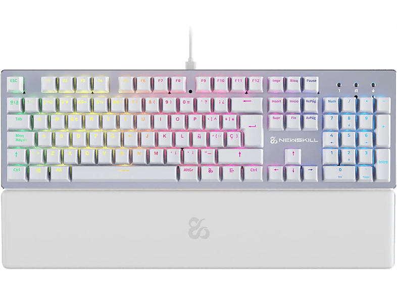 NEWSKILL Serike V2, Por Cable, Iluminación RGB, Con reposabrazos, Blanco