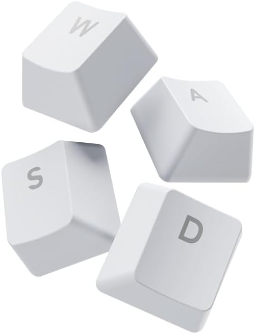 Cuatro teclas de teclado blancas con las letras W, A, S y D.