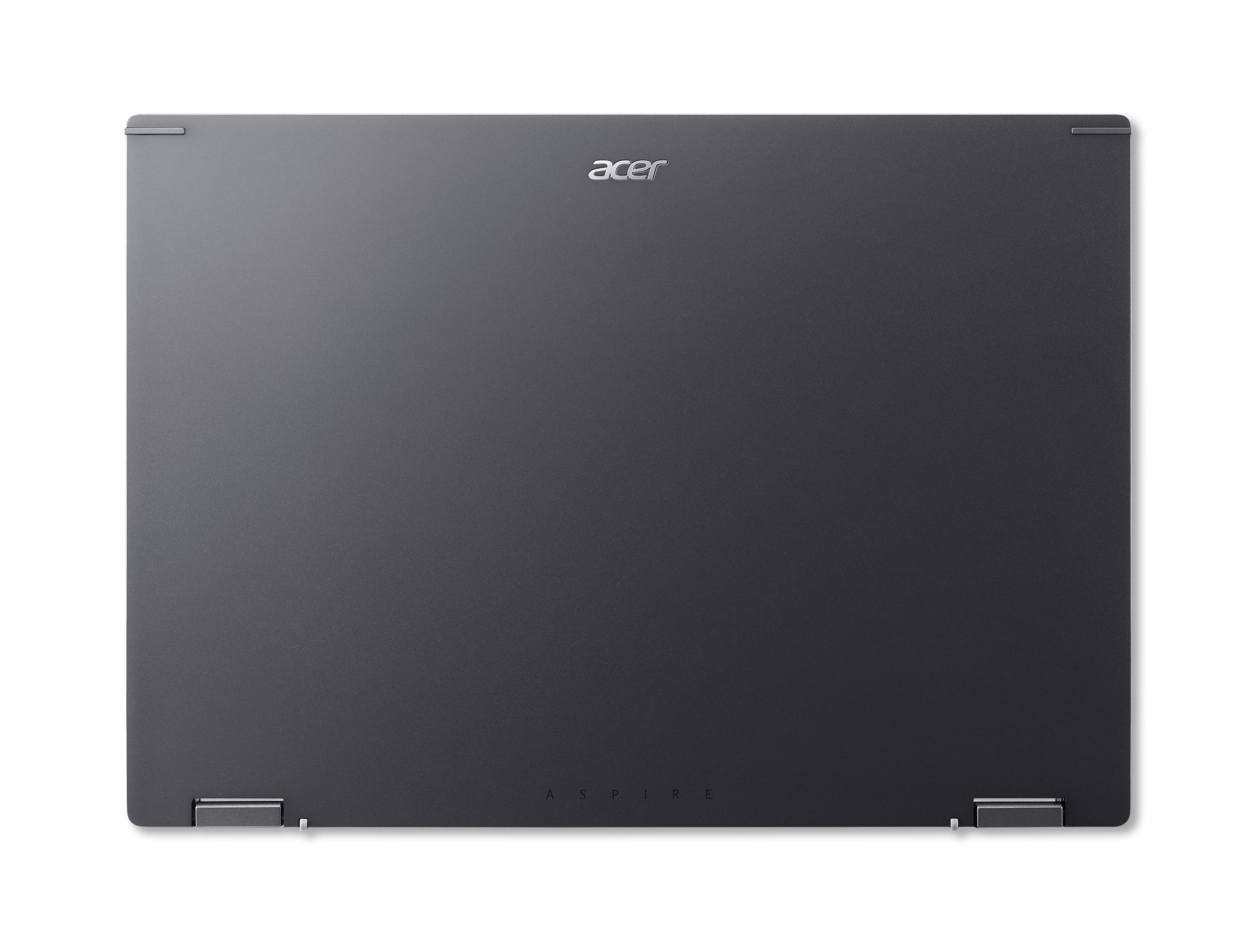Geschlossener grauer Laptop mit 'acer'-Logo.