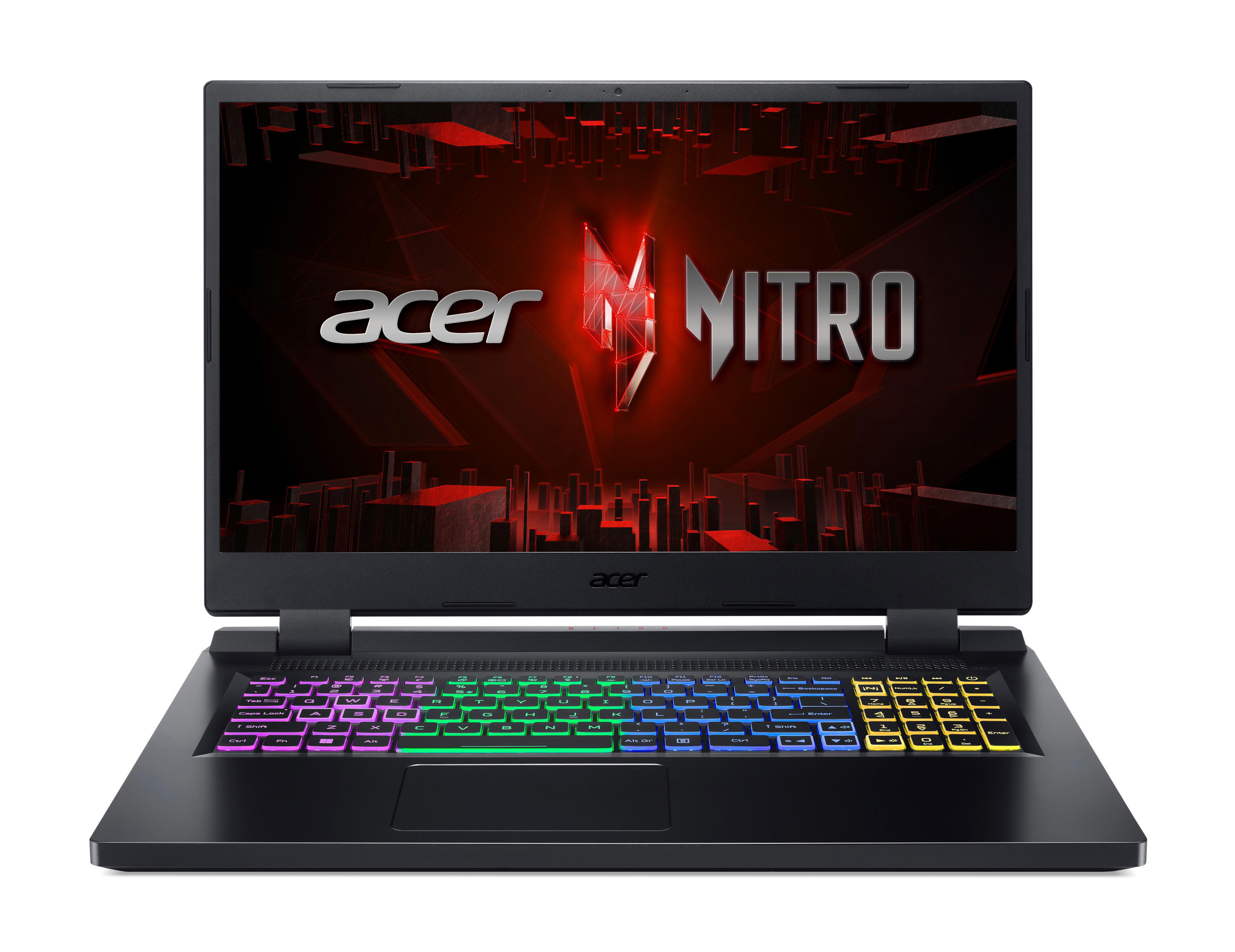 ACER Nitro 5 Zoll SSD, Black Gaming (64 Display RTX™ Display, Windows NVIDIA, 144 Prozessor, 3050, 512 mit Notebook, & GeForce 11 GB Tastaturbeleuchtung, i5-12450H Home RAM, 17,3 mit Hz 16 (AN517-55-56G2) RGB GB Intel® Obsidian Bit)