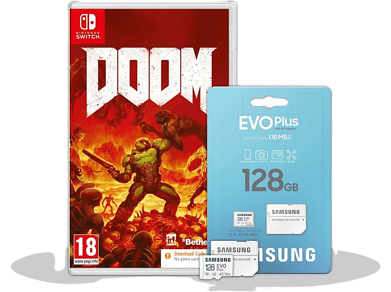 Sandisk Evoplus Microsd-geheugenkaart 128 Gb Uhs-i + Doom Eternal Voor Nintendo Switch (5425025611621)