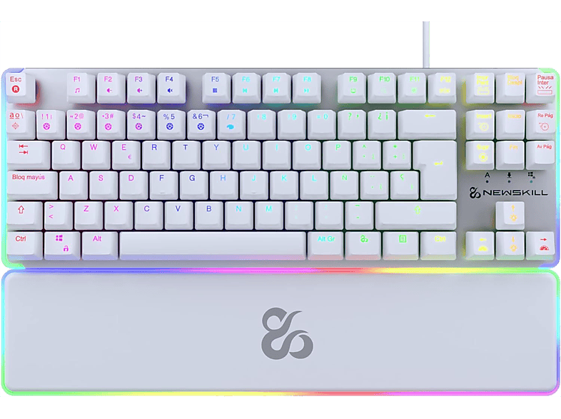 Newskill Gungnyr pro TKL, USB 2.0, Teclas iluminadas, Antighosting, Con reposamuñecas, Blanco