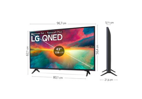 TV QNED 43  LG 43QNED756RA, UHD 4K, Procesador Inteligente α5 4K Gen6,  Smart TV, Azul ceniza