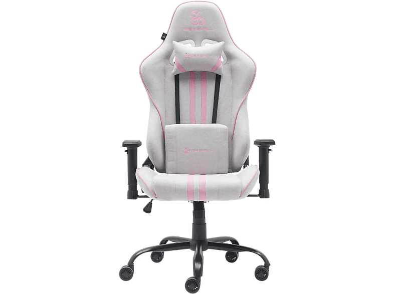 Newskill Kitsune V2, Reposabrazos 2D, Hasta 136 kg, Tela Transpirable, Cojines Lumbar y Cervical, Reclinable en 180º, Rosa