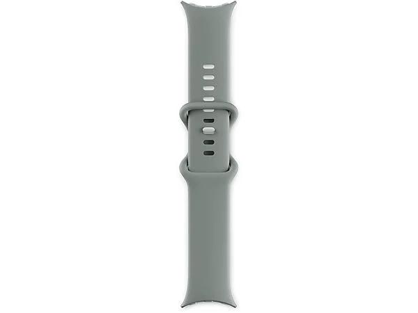 Correa de reloj gris. Tiene un diseño sencillo con cierre y varios agujeros.