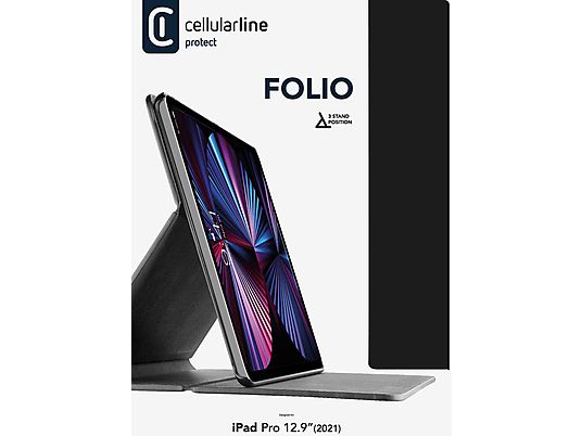 CELLULAR LINE Folio, Backcover, Apple, iPad Pro 12.9" (2022) / iPad Pro 12.9" (2021), Schwarz