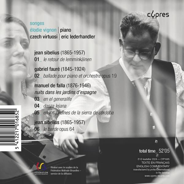 CD-Rückseite mit Musikern und Werkliste. Mann mit Brille im Vordergrund.