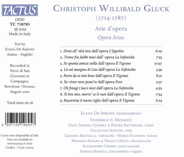CD-Cover: Christoph Willibald Gluck, Opernarien, mit Titelliste und Besetzung.