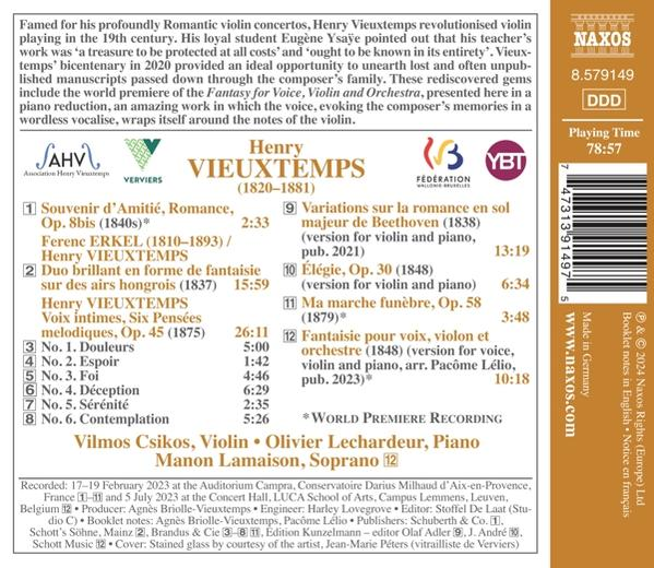 Album-Cover mit Werkliste und Informationen zu Henry Vieuxtemps.