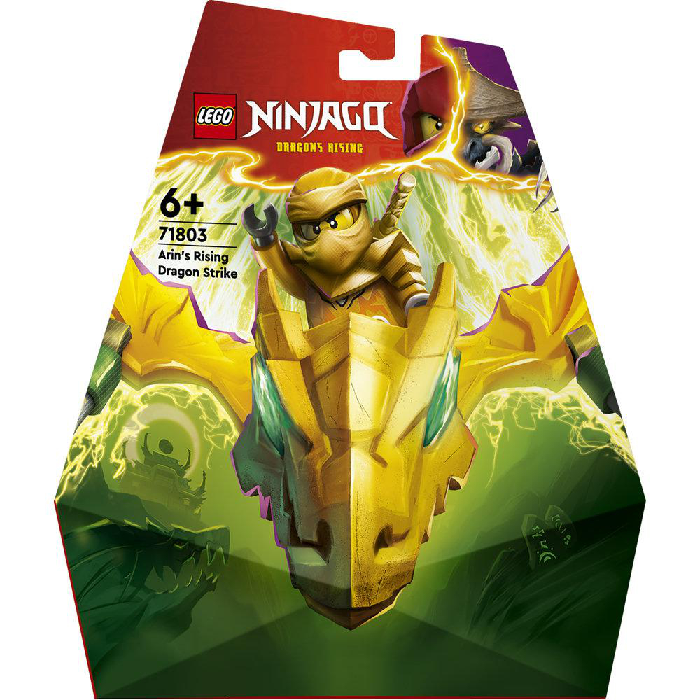 Lego Ninjago-Box. Auf der Vorderseite sind ein goldener Drache und ein Ninja abgebildet.