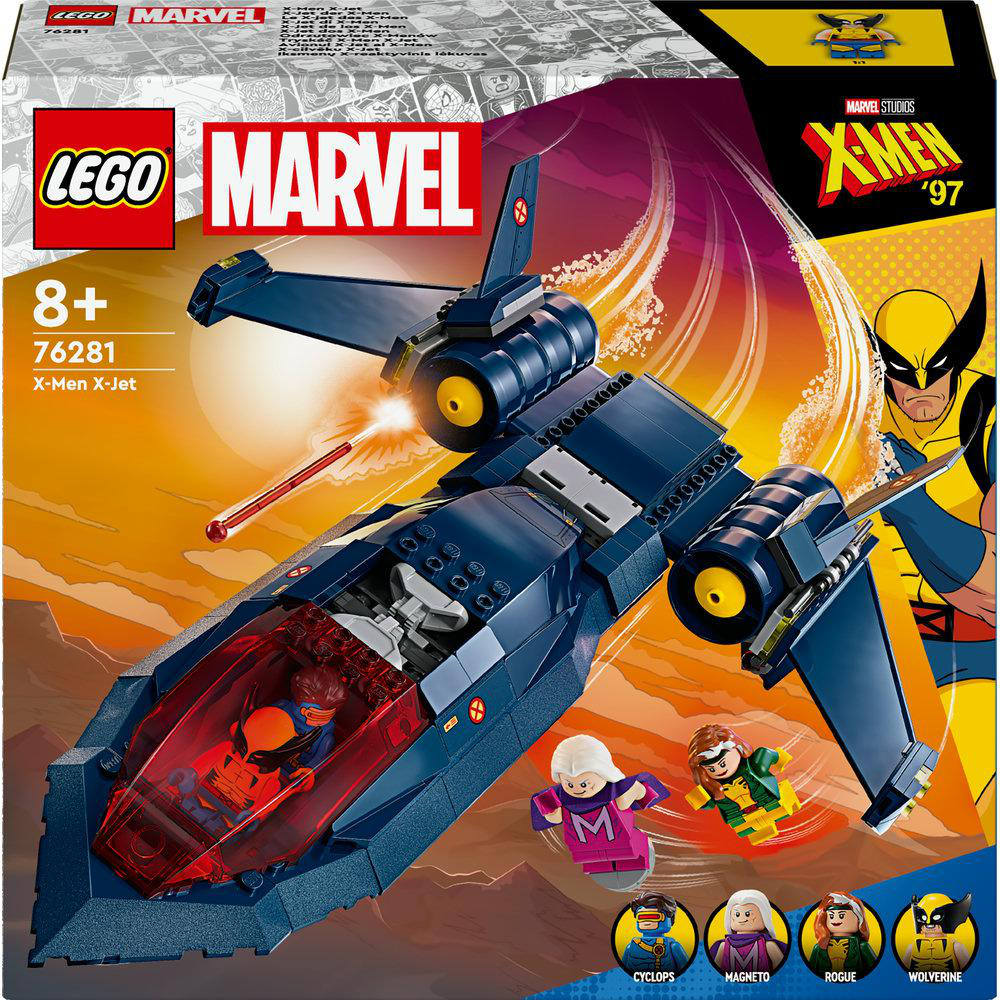 Lego Marvel X-Men X-Jet Set mit Figuren von Wolverine, Magneto und anderen.