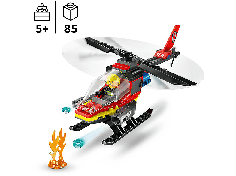 Thumbnail - LEGO City 60411 Feuerwehrhubschrauber Bausatz, Mehrfarbig