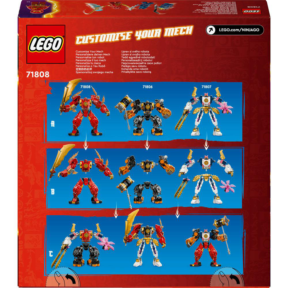 Lego-Box-Rückseite mit drei Roboter-Designs. Jeder Roboter hat unterschiedliche Builds und Farben.