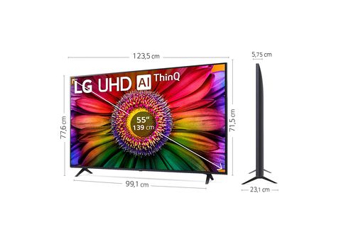 TV LED 55  LG 55UR80006LJ, UHD 4K, Inteligente α5 4K Gen6, Smart TV,  DVB-T2 (H.265), Azul Ceniza