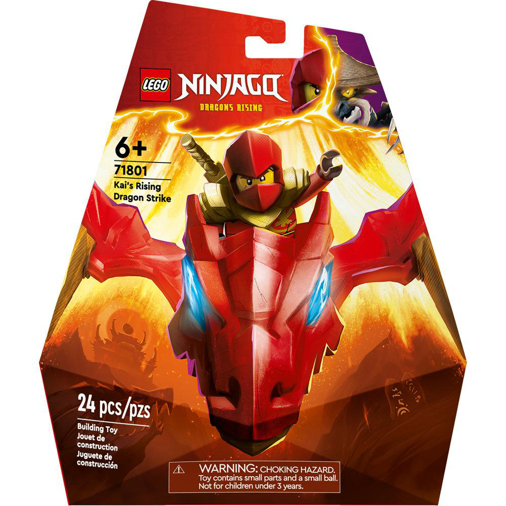 Eine Lego Ninjago Box mit Illustration des Kai's Rising Dragon Strike Sets.