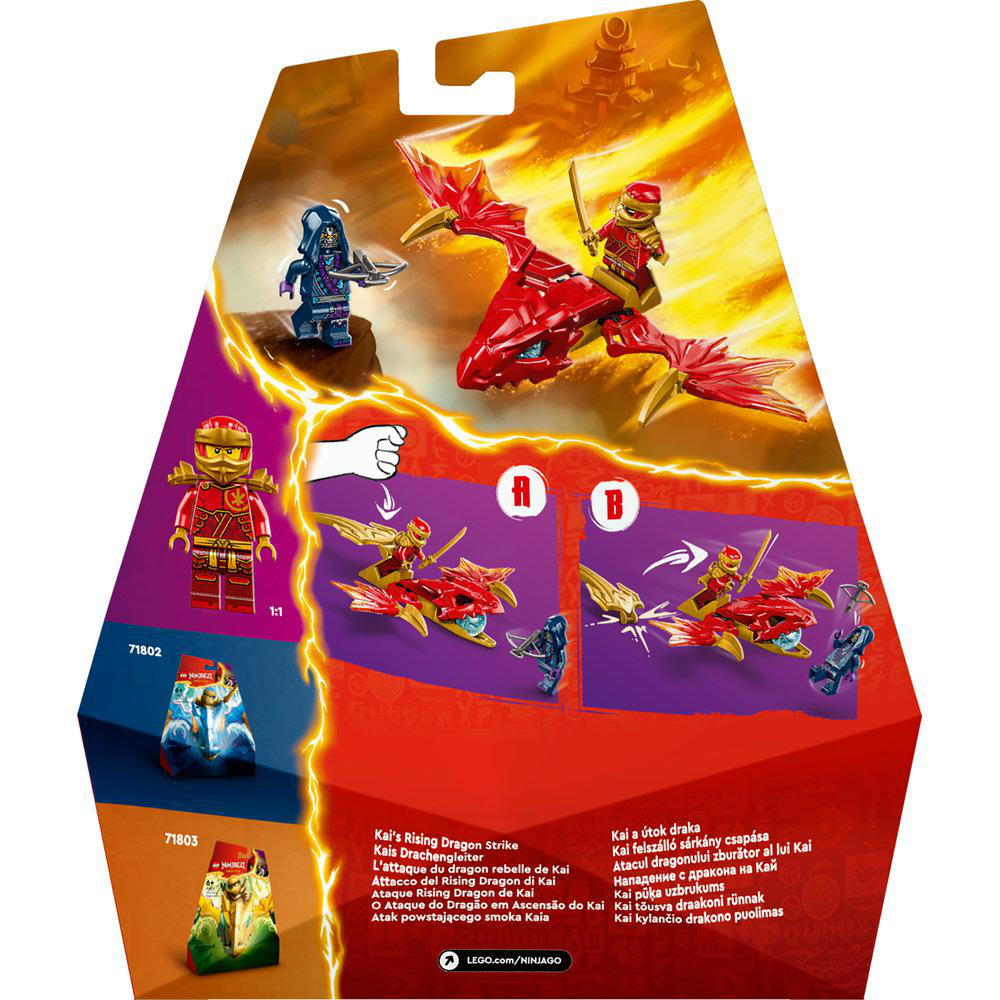 Schachtelkunst des Lego Ninjago Sets. Zeigt Kai und Drachenfiguren.