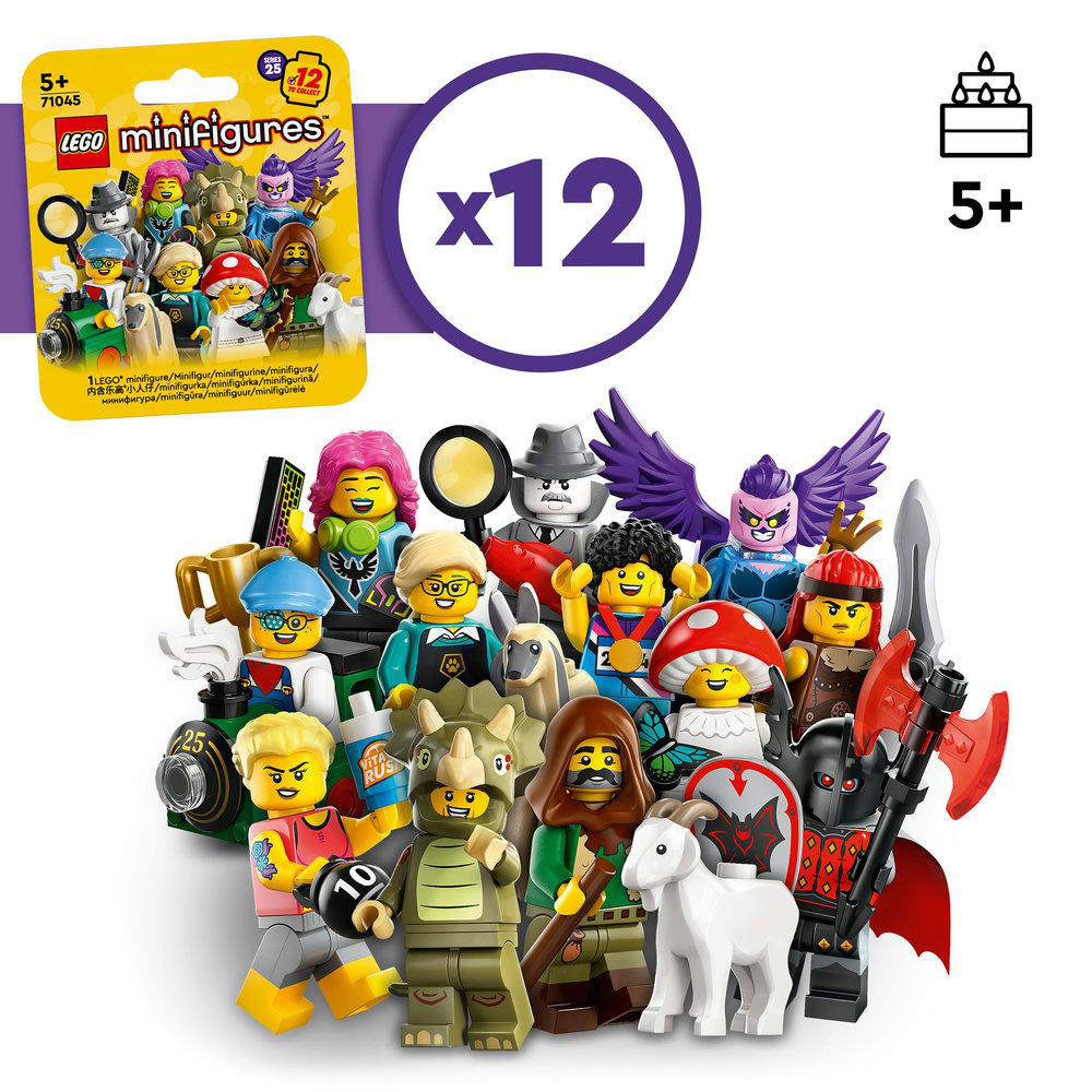 Sammlung von Lego-Minifiguren in einer Box.