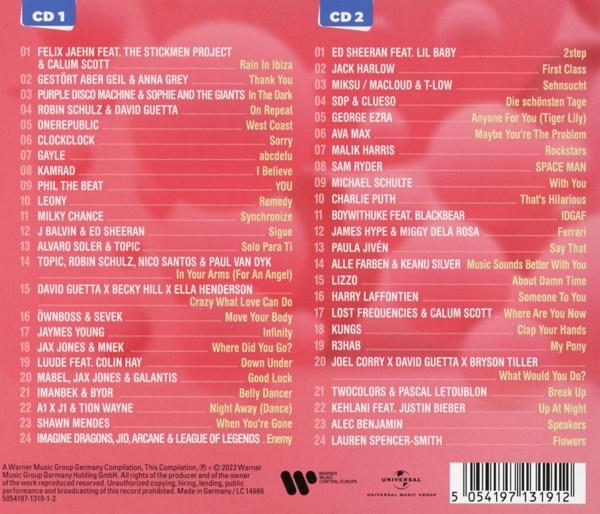 CD-Album mit Titellisten auf buntem Hintergrund.