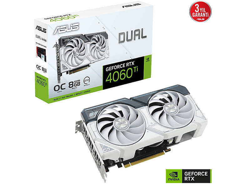 ASUS Dual GeForce RTX 4060 Ti OC White 8GB GDDR6 128Bit Nvidia Ekran Kartı