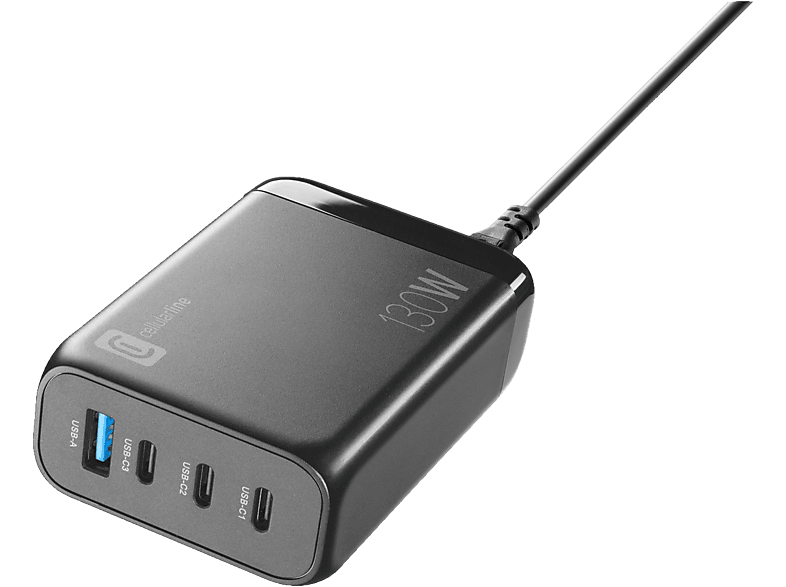 CELLULARLINE MULTIPOWER DESK GAN 130W - Netzladegerät (Schwarz)