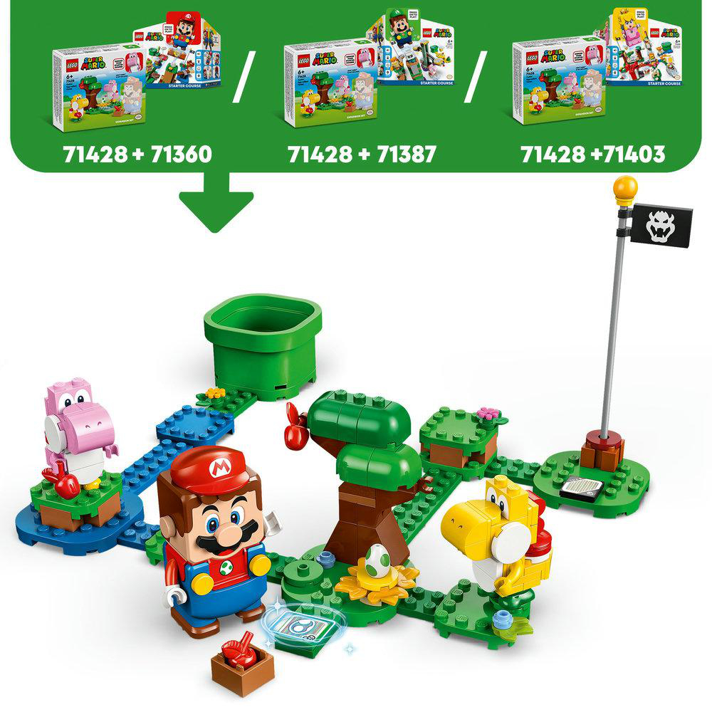 Ein Lego-Set mit verschiedenen Figuren auf weißem Hintergrund.