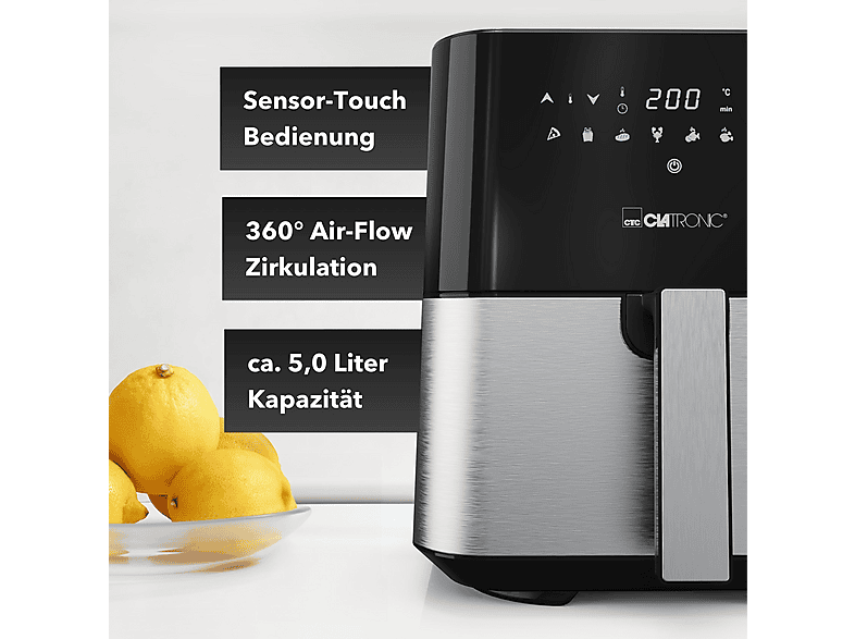 Clatronic FR3782H Heißluftfritteuse 5 l, 1450 Watt, Silber — Foto 4 von 5