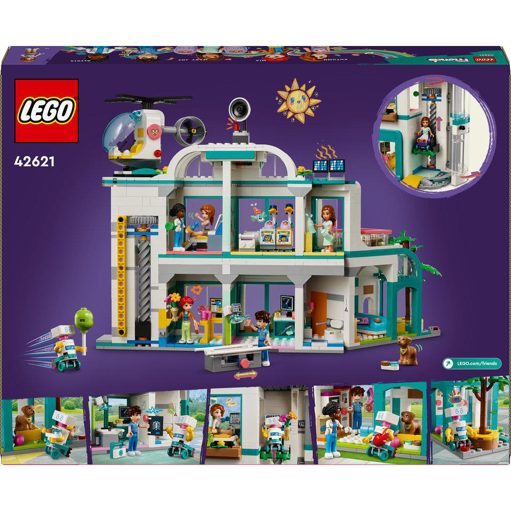 Rückseite einer LEGO Friends Set-Box. Zeigt das Gebäude und die Minifiguren des Sets.