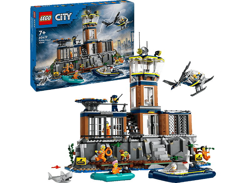 LEGO City 60419 Polizeistation auf der Gefängnisinsel Bausatz, Mehrfarbig Kunststoff