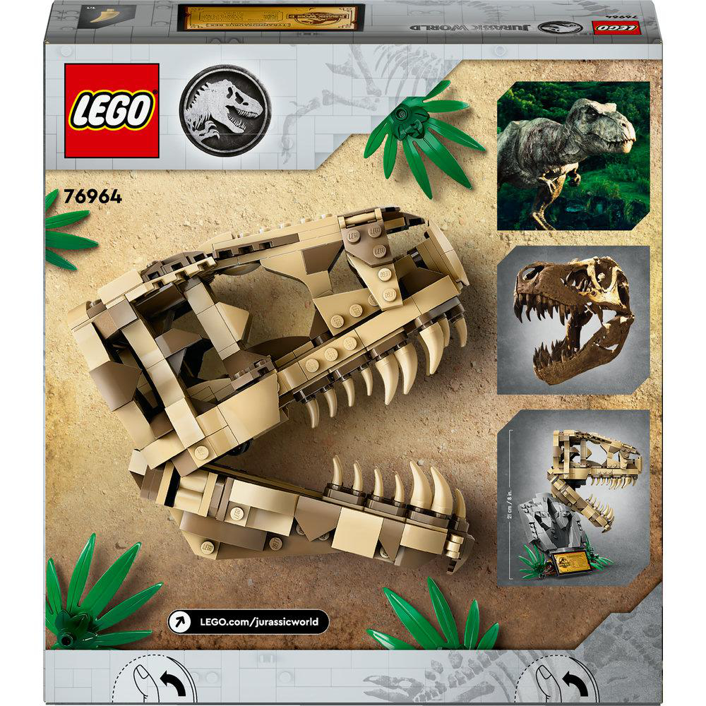 LEGO-Box-Set mit einem Dinosaurierschädel, Diagrammen und Bildern des Dinosauriers.