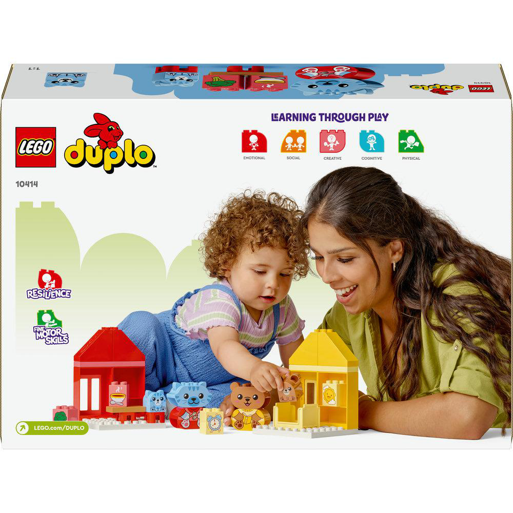 Lego Duplo Set mit Mutter und Kind. Enthält Bausteine und Spielzeug.