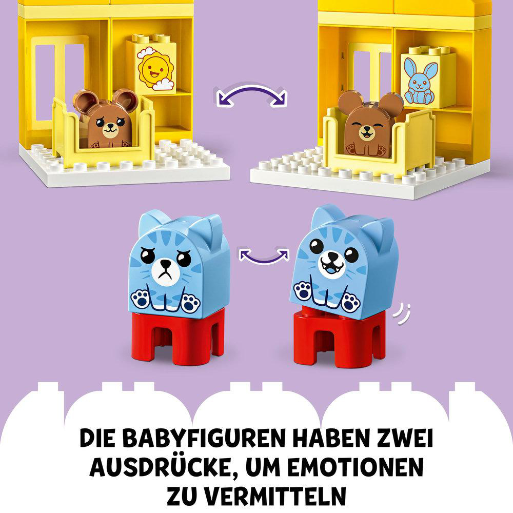 Weißes, quadratisches Smart-Home-Gerät mit einem weißen Mittelkreis und silbernen Kanten.