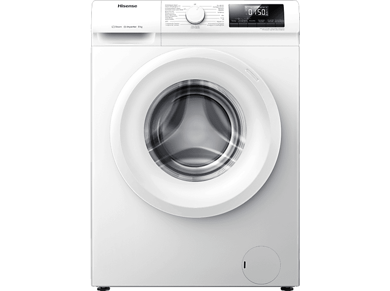 Lavadora carga frontal  Haier Series 636 HW80-BP14636N-IB, 8kg, 1400 rpm,  Motor Inverter, Función Vapor, Blanco