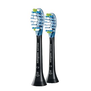 Recambio para cepillo dental - Philips Sonicare Defensa antiplaca Premium C3 HX9042/33, 2 unidades, Negro