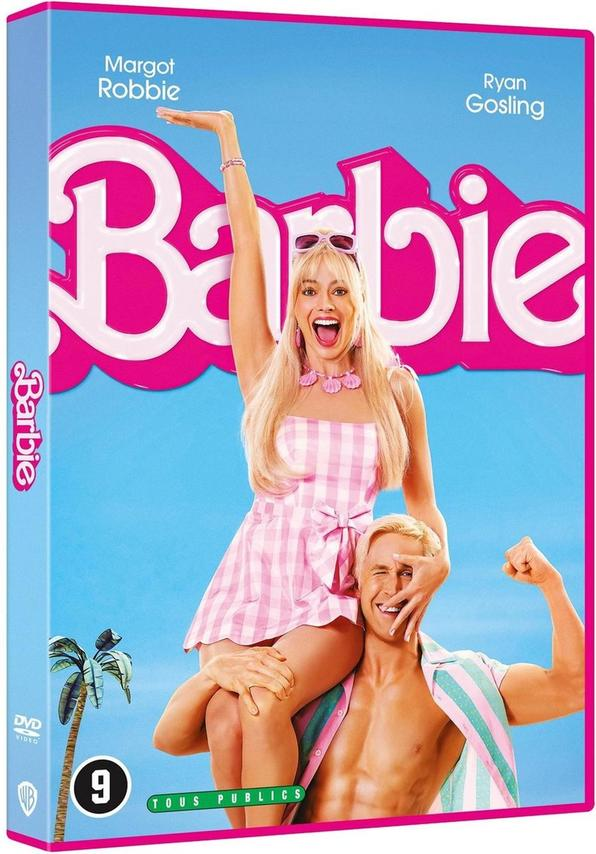 Filmposter voor Barbie. Margot Robbie en Ryan Gosling. Roze en blauw kleurenschema.