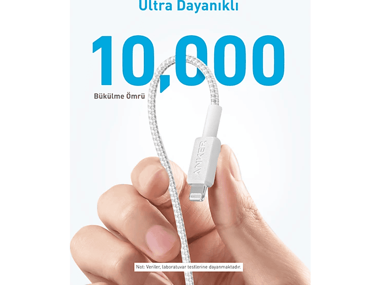 ANKER 322 USB-C to Apple iPhone Lightning 1.8m MFI Lisanslı Şarj ve Data Kablosu Beyaz A81B6_2