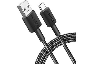 ANKER 322 USB-C to USB-A 1.8m 30W Güç Destekli Şarj ve Data Kablosu Siyah A81H6_1