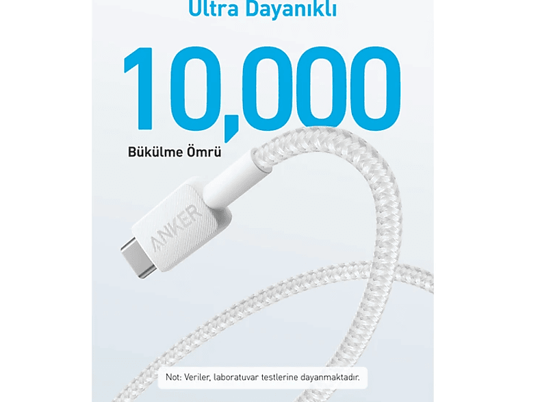 ANKER 322 USB-C to USB-A 1.8m 30W Güç Destekli Şarj ve Data Kablosu Siyah A81H6_2