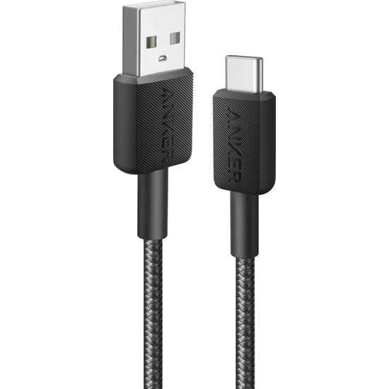 322 USB-C to USB-A 1.8m 30W Güç Destekli Şarj ve Data Kablosu Siyah A81H6