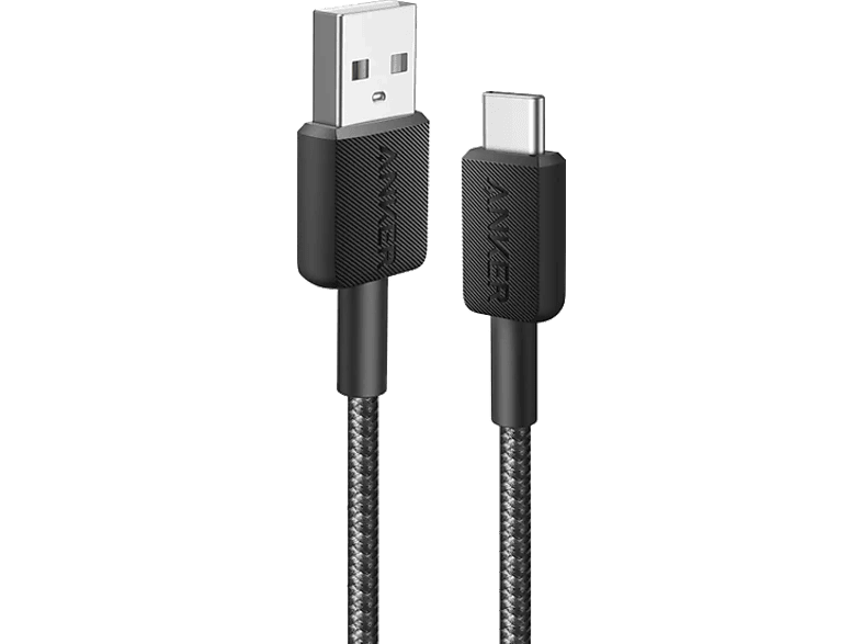 ANKER 322 USB-C to USB-A 1.8M 30W Şarj ve Data Kablosu Siyah