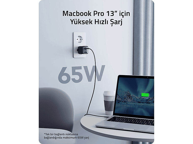 ANKER 735 Nano II 65W 3 Portlu USB-C Hızlı Şarj Cihazı A2667_1